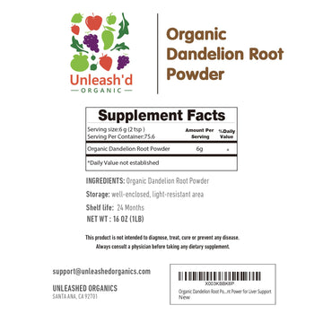 Organic Dandelion Root Powder 1 Pound For Tea And Beverages, Vegan Friendly, Detoxify And Support Digestive Health