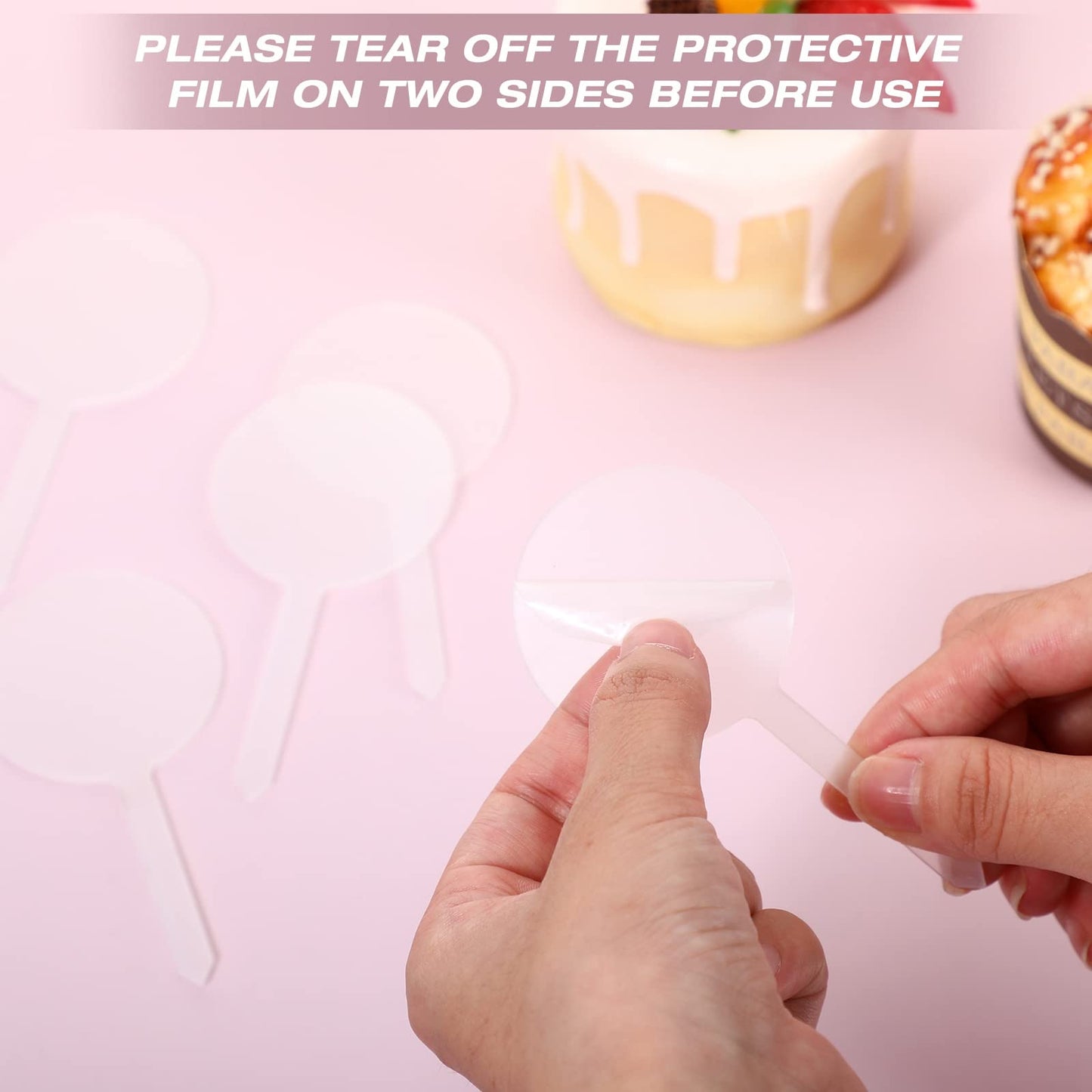 30 Pack 2 Inch Circle Acrylic Cupcake Toppers, Diy Clear Round Blank Cake Toppers Personalized Cupcake Toppers With Sticks For B