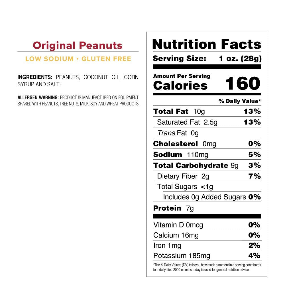 malt-inspired NUTS Original Peanuts - Sweet & Salty Gourmet Snack - Gluten-Free, Low Sodium - 12 oz Resealable Cans (Pack of 12)