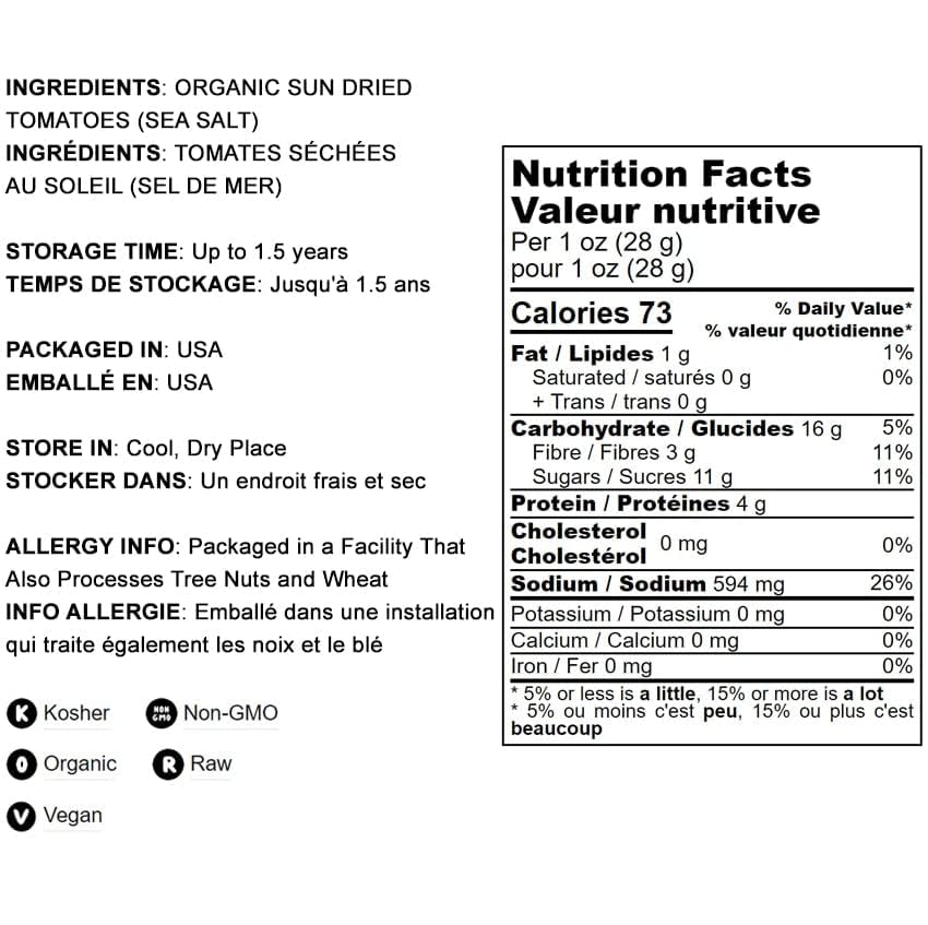 Food To Live - Organic Sun-Dried Tomatoes With Sea Salt, 2 Pounds - Salted, Non-Gmo, Kosher, Raw, Vegan, Unsulfured, Bulk