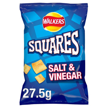 Walkers Squares Salt and Vinegar Snacks, 27.5 g (32 Count)