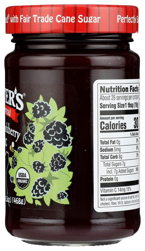 Crofters Organic Premium Spread, Seedless Blackberry, 16.5 oz Jar
