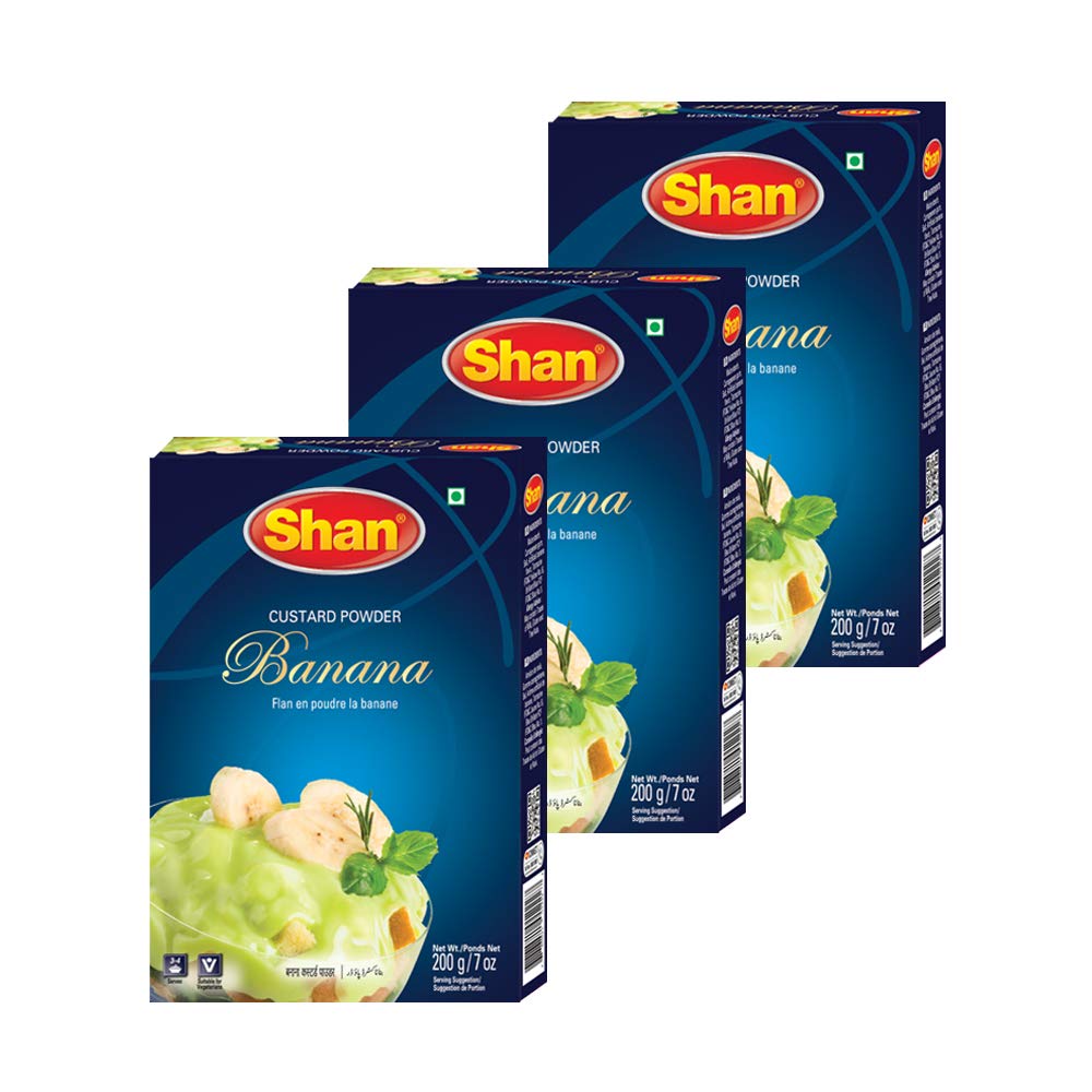 Shan Custard Powder Banana 7.05 oz (200g) - Flan en Poudre la Banane - Essential Dessert for any Occasion - Suitable for Vegetar