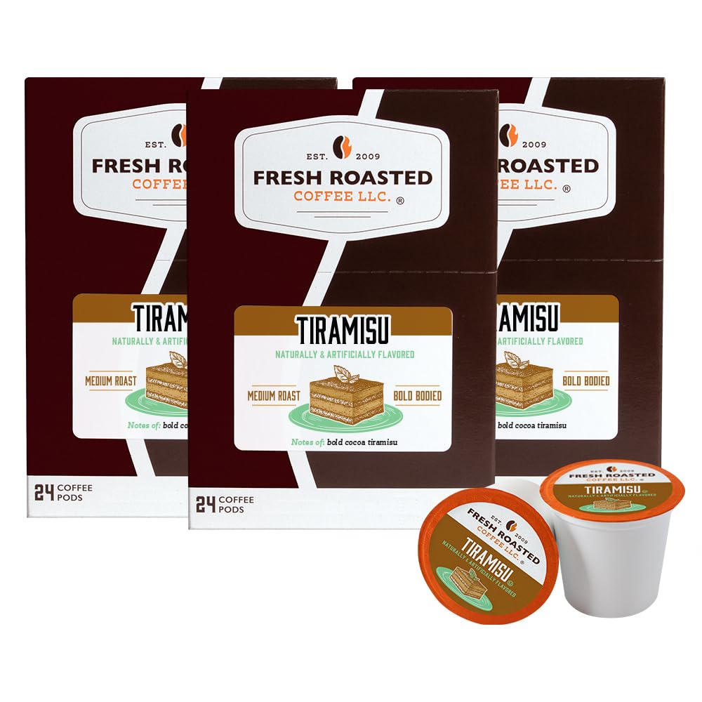 Fresh Roasted Coffee Tiramisu Flavored Coffee Pods, 72 Count, Pack of 3