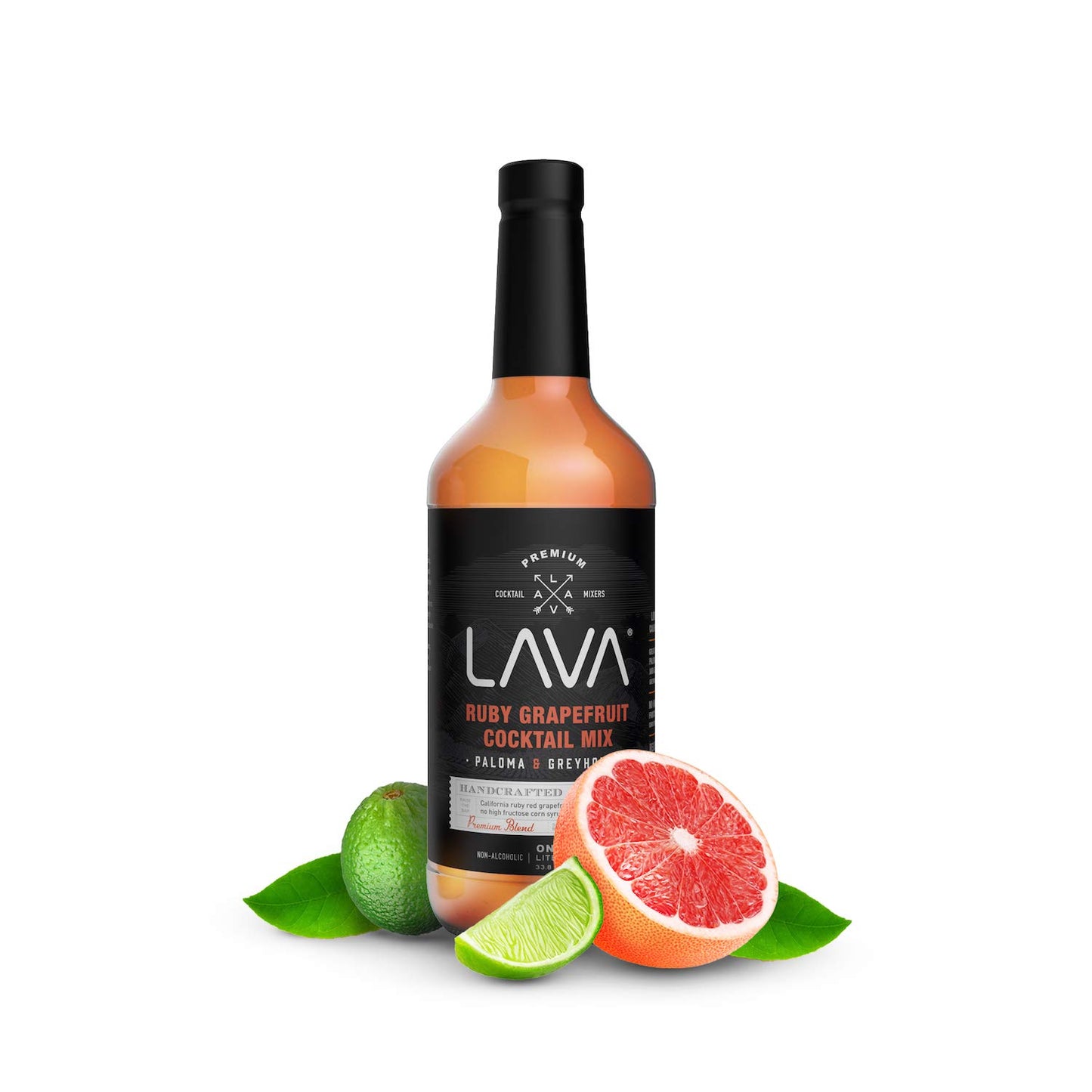 LAVA Premium Skinny Paloma Mixer, Ruby Red G fruit & Key Lime, Low Calorie, 33.8 Fl Oz Glass Bottle