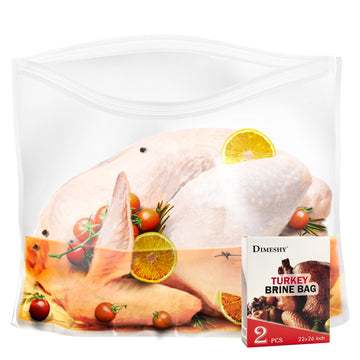 Dimeshy Turkey Brining Bag, 26''  22'' 2 Packs Extra Large Brine Bag With 2 Strings Thickened Brining Bag Holds Up To 35 Pounds,
