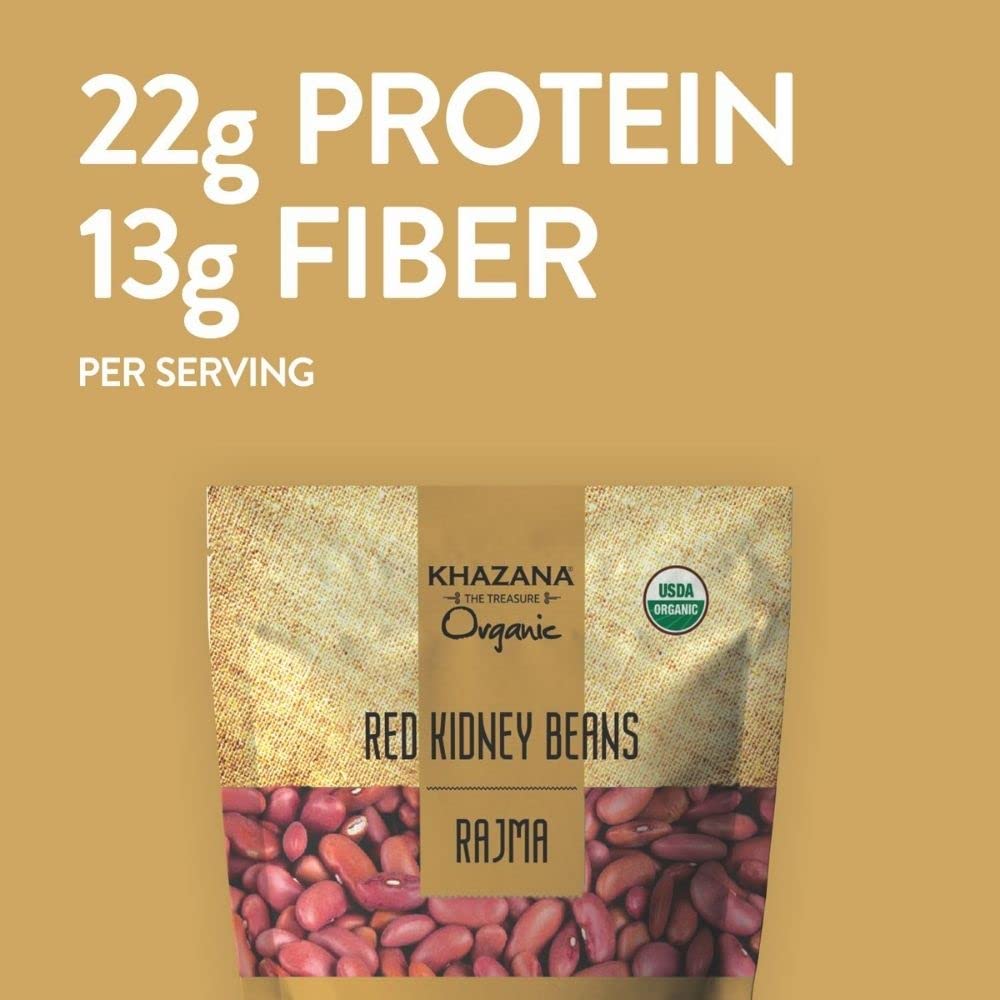 Khazana Organic Red Kidney Beans 2Lb - Rajma  Non-Gmo Gluten Free & Kosher  Authentic Lentils From India