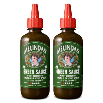 Melindas Green Sauce - Gourmet Mild Chile Verde Hot Sauce - 12 Fl Oz (Pack of 2) - Made with Fresh Ingredients