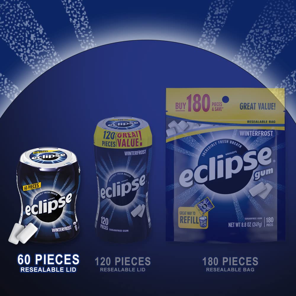 ECLIPSE Gum Winterfrost Sugarfree Chewing Gum, Bulk, 2.9-Ounce 60 Piece Bottle (4 Bottles)