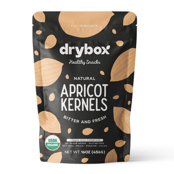 Drybox Bitter Apricot Kernels, Raw, Organic, Non-GMO, Vegan, 16 oz Resealable Bag