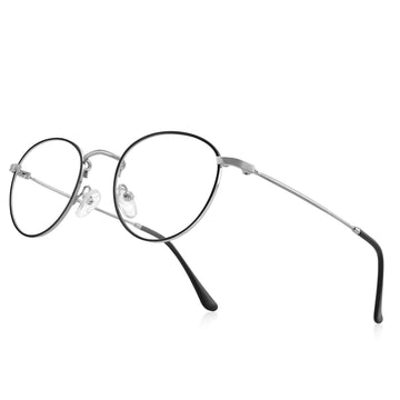 Rbpilot Small Metal Round Reading Glasses For Women Men Classic Vintage Retro Shades Blue Light Blocking Computer Readers (Silve