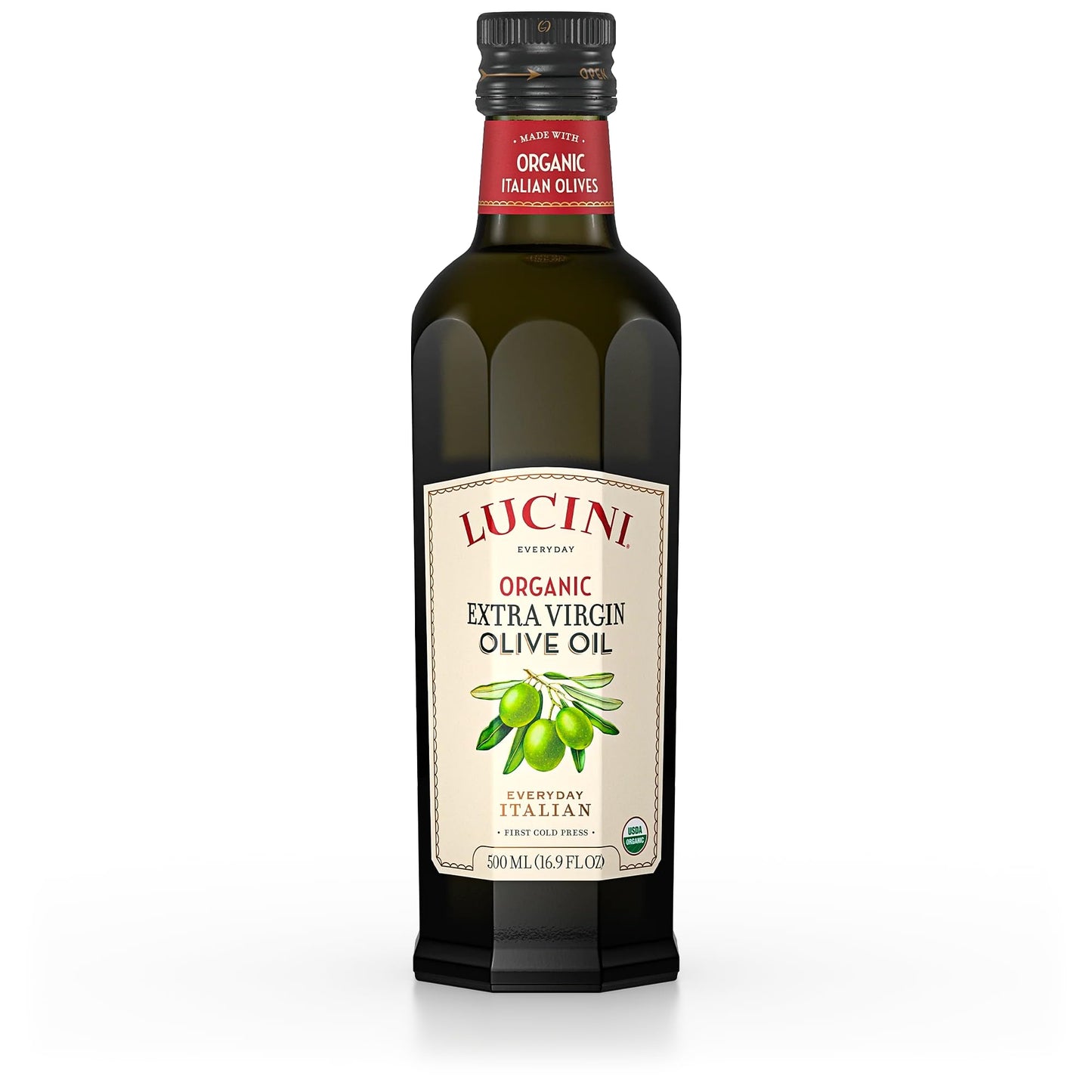 Lucini Italia Everyday Organic Extra Virgin Olive Oil - 100% Argentinian Olives - Non-GMO Verified, Whole30 Approved, Kosher, 500mL (Pack of 2)