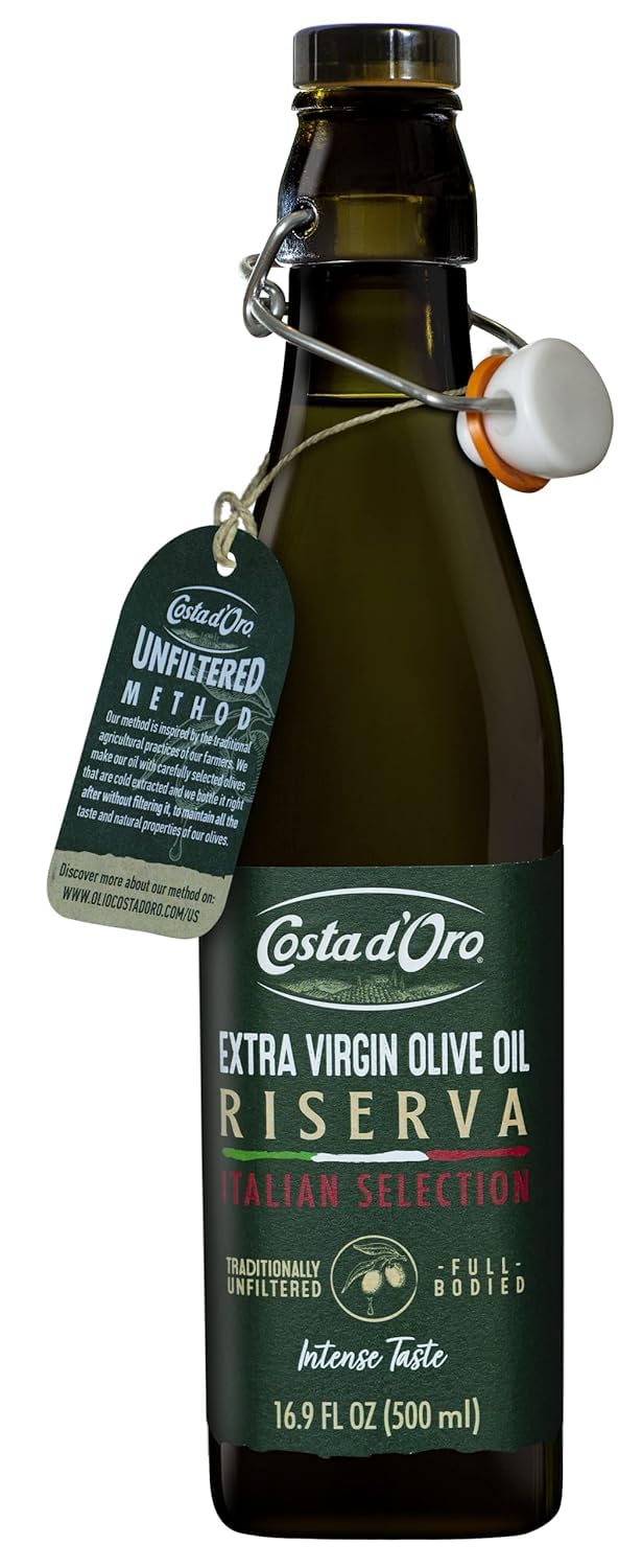 Costa Doro 100% Italiana Riserva Range Extra Virgin Olive Oil, Made With 100% Italian Olives, Full Bodied Intense Taste, (16.9Fl. Oz) - 1 Pack