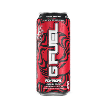 G Fuel PewDiePie Energy Drink 16 oz Can, 12-Pack Case, Red