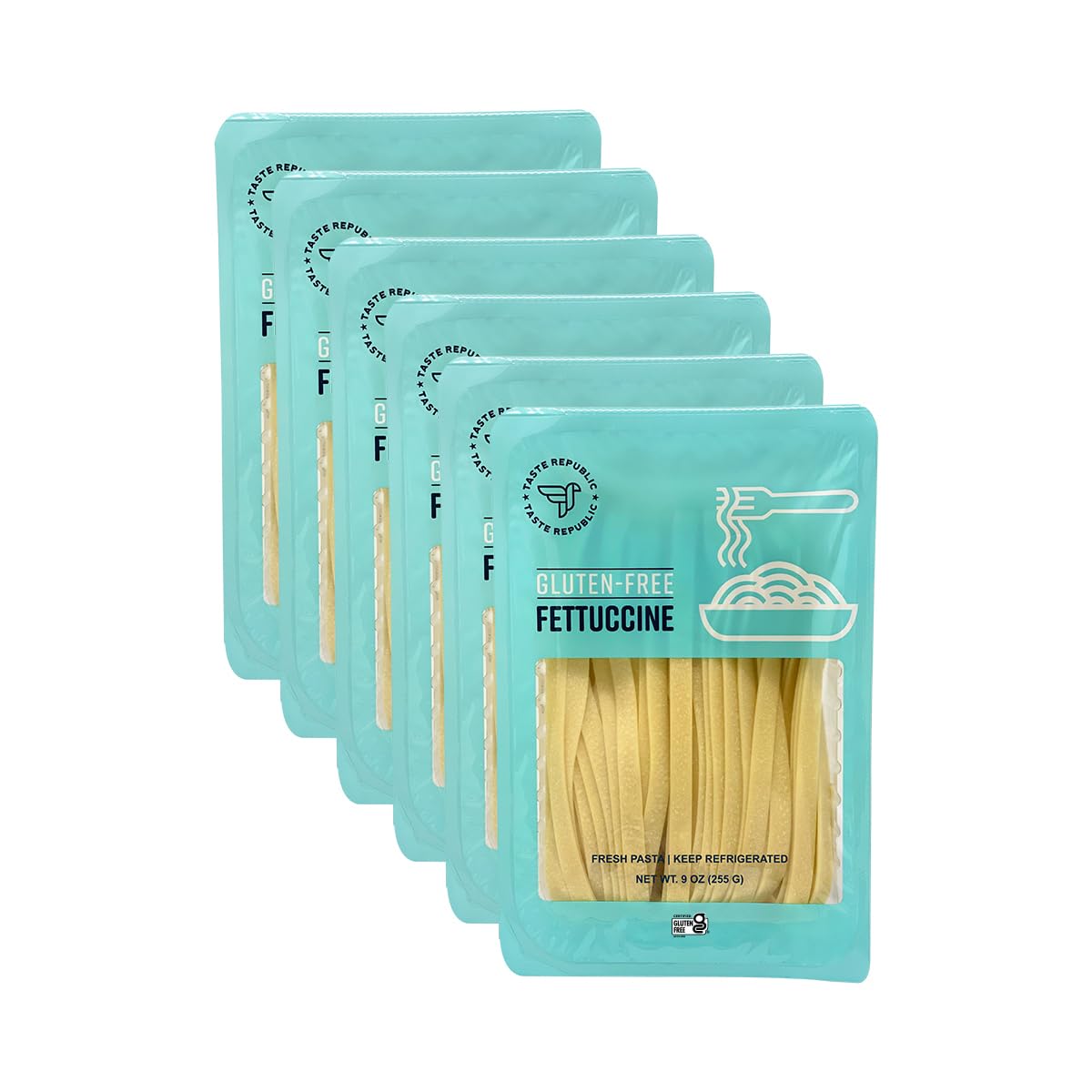 Gluten-Free Pasta, Fettuccine, Fresh Brown Rice Noodles Cook in Just 3 Minutes by Taste Republic, Frozen, 9oz (6 pack)
