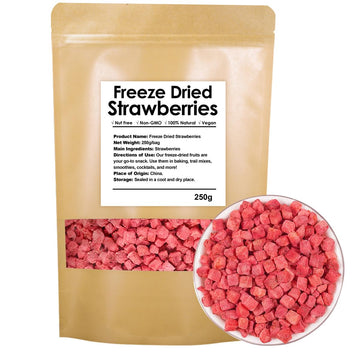 Premium Freeze Dried Strawberries Pieces 8.8 Oz/250g, Crispy Diced Strawberries Dried, 100% Natural & No Additives, No Sugar (8.