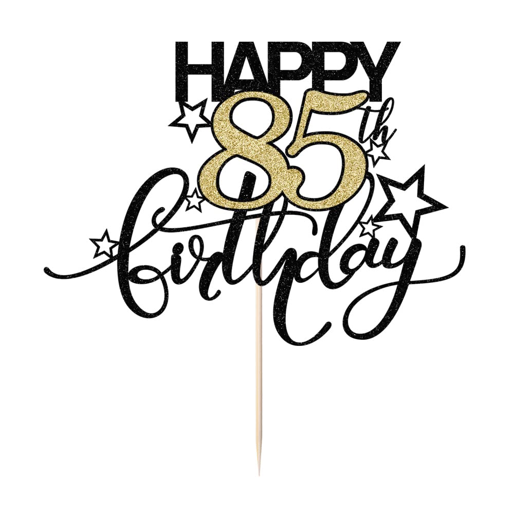 Bekaterea Happy Birthday Cake Topper,Black Font Golden Numbers 18Th Birthday Cake Decoration,Hello 18, Cheers To 18 Years/18Th A