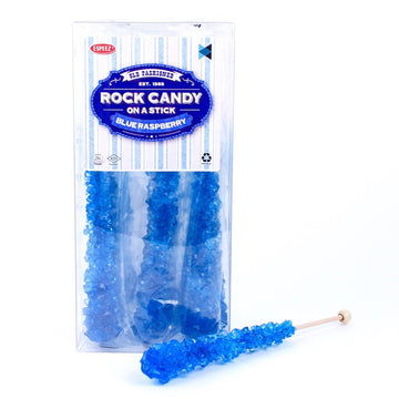 Extra Large Rock Candy Sticks: 12 Blue Rock Candy Sticks - Blue Raspberry - Individually Wrapped For Weddings, Bridal Showers, C