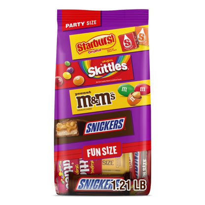 M&MS Peanut, SNICKERS, STARBURST & SKITTLES Fun Size Individually Wrapped Halloween Candy Variety Pack, 19.44 oz Bulk Candy Bag