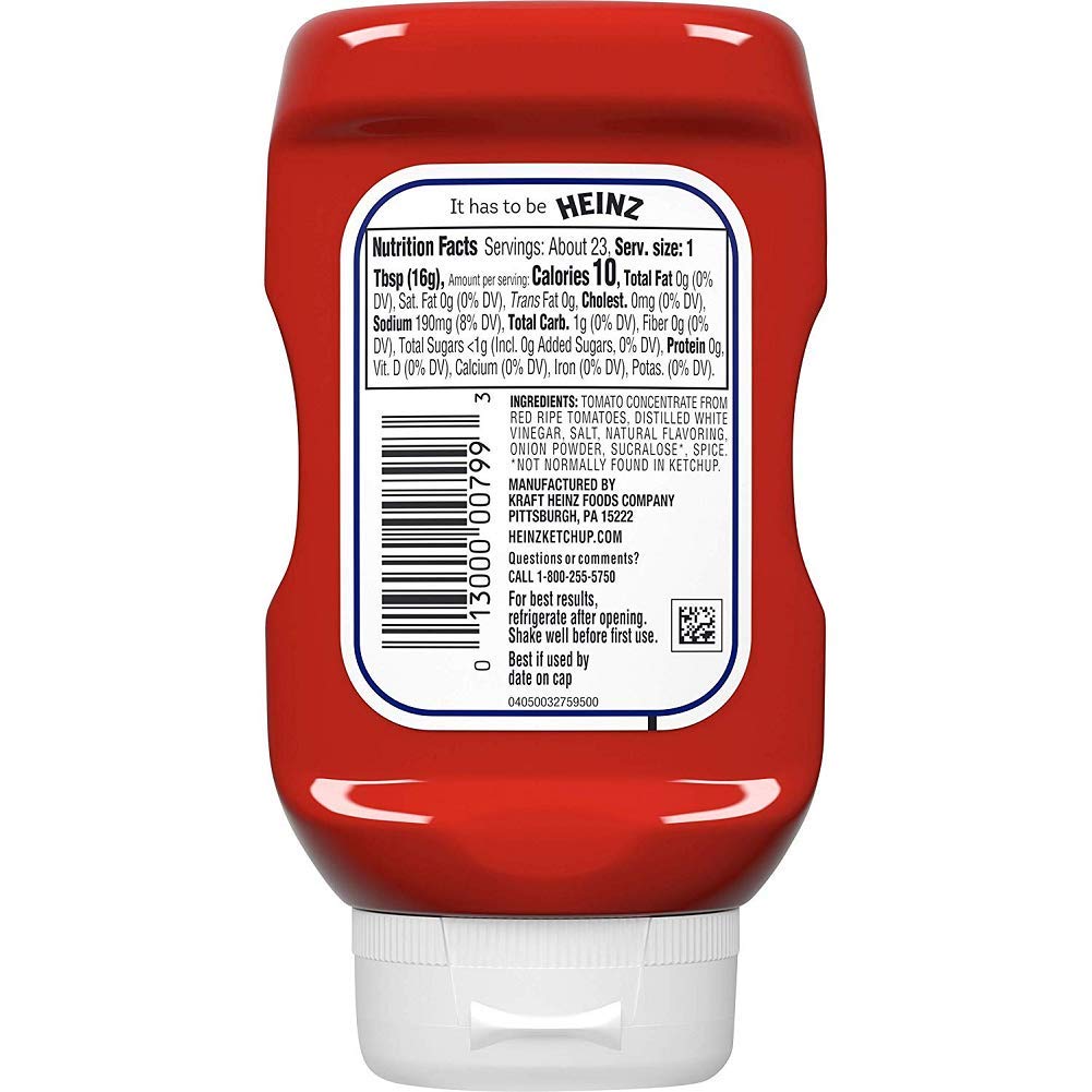 Heinz Tomato Ketchup, No Sugar Added, 13 Ounces (Pack of 2)