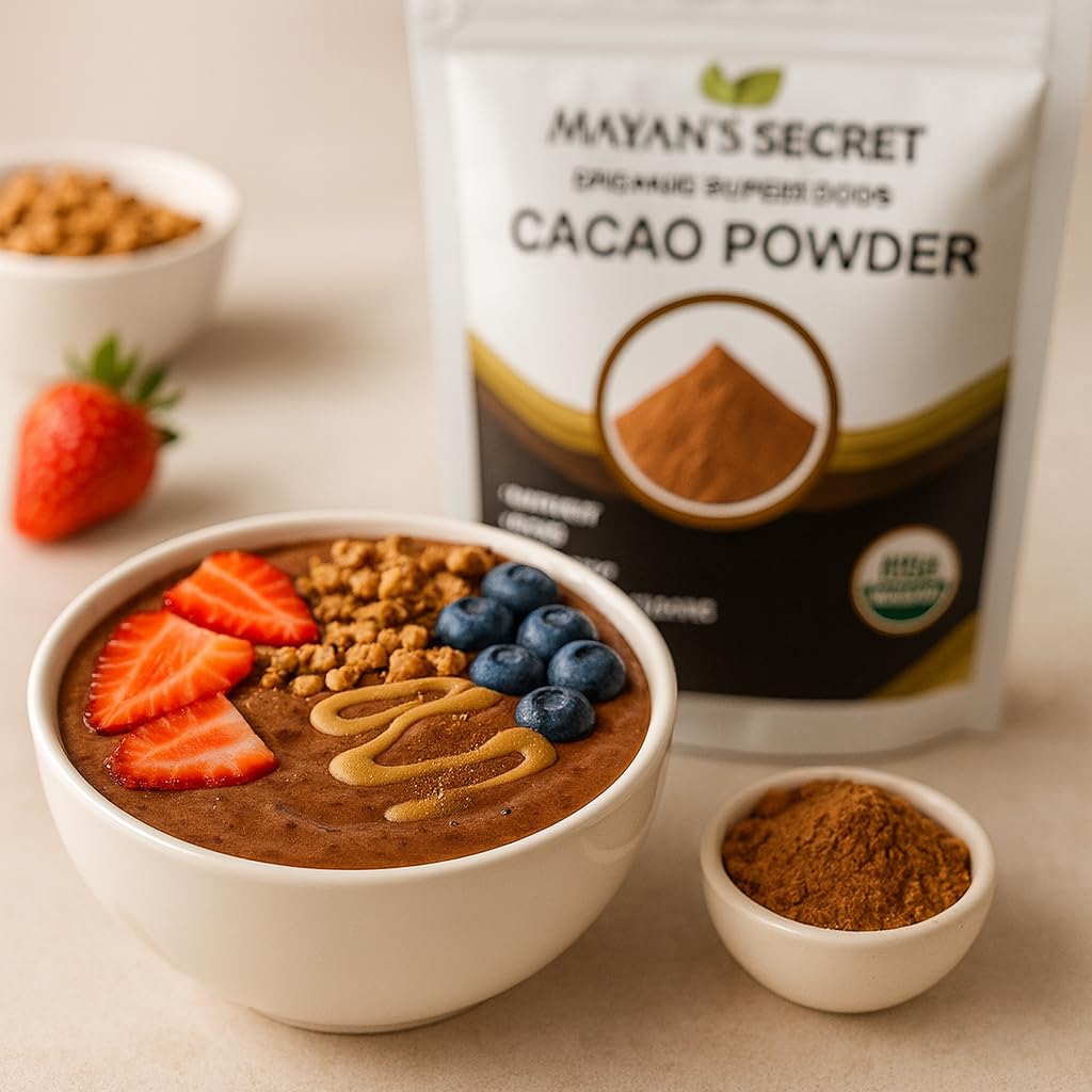 Mayans Secret - Organic Cocoa Powder Unsweetened Raw Cacao Powder Organic for Smoothie  Coffee and Drink Mixes (1 Pound (Pack of 1))