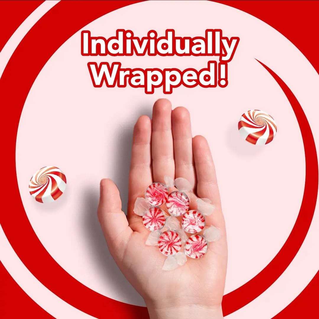 Starlights Peppermint Candy Mints, 2 Lbs, Individually Wrapped Hard Candy Mints, Red & White Striped Mint Candy After Dinner Min