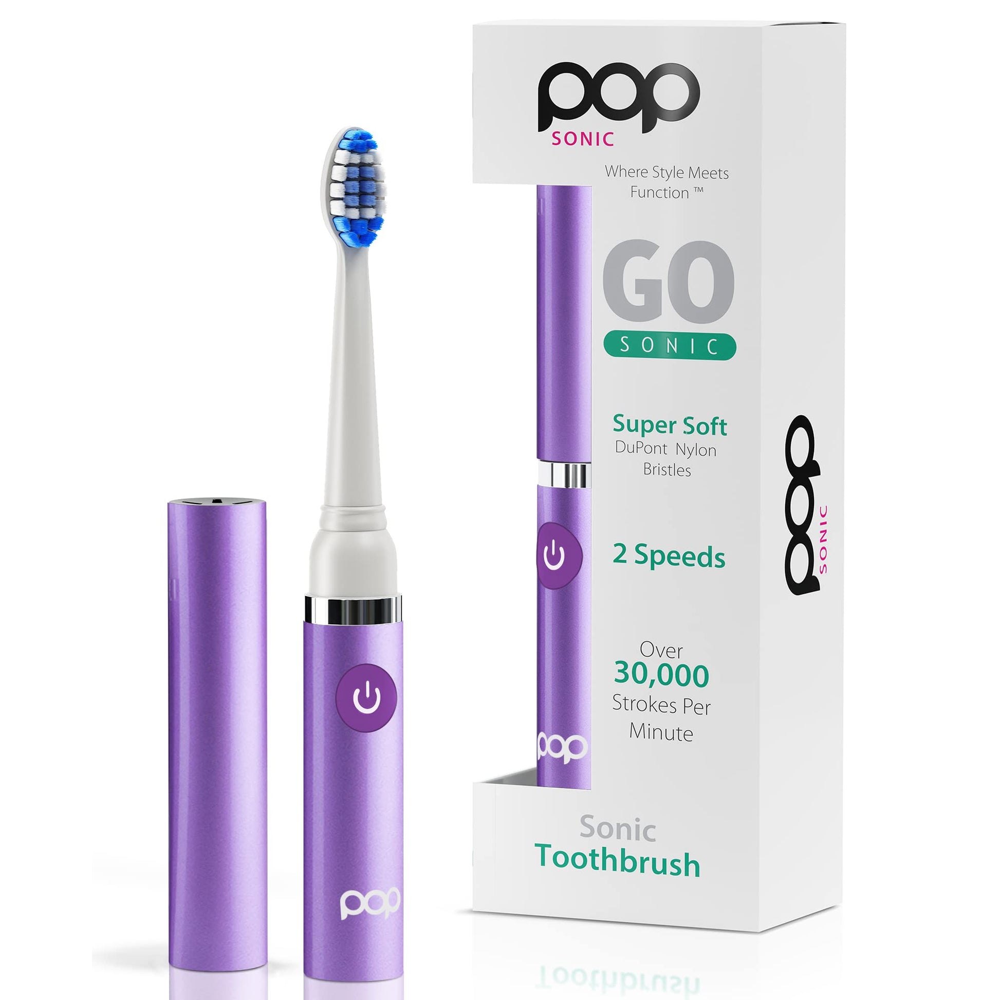 Pop Sonic Electric Toothbrush (Purple) - Travel Toothbrushes W/Aaa Battery | Kids Electric Toothbrushes With 2 Speed & 15,000-30
