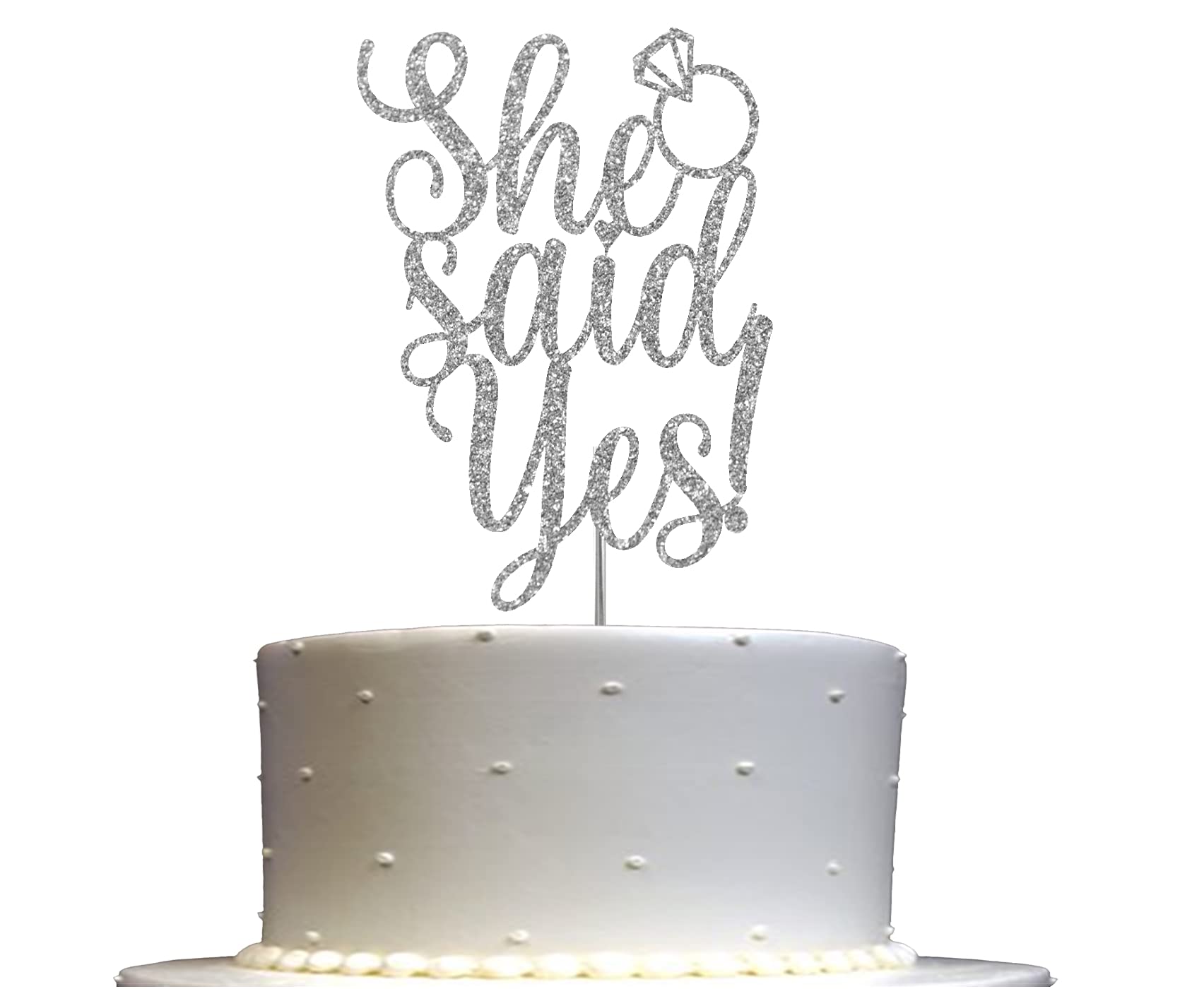 She Said Yes Glitter Cake Topper, Wedding Party Decorations Ideas, Anniversary, Bachelorette, Engagement, Premium Quality Decora