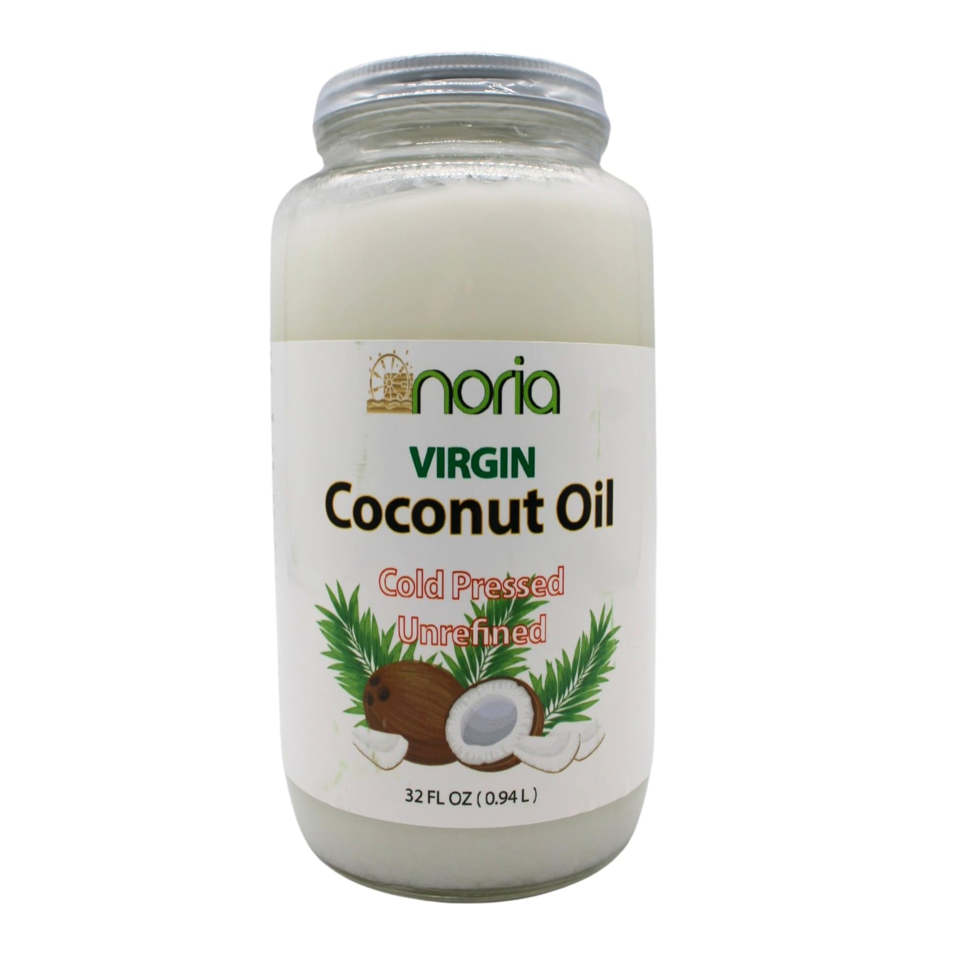 Noria Cold Pressed and Unrefined Virgin Coconut Oil (32 Fl oz Glass Jar)