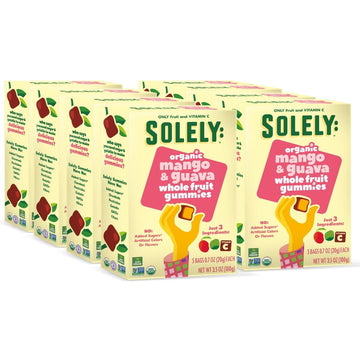 Solely - Organic Mango & Guava Whole Fruit Gummies (Pack Of 8 Boxes, 5 Bags Per Box) - Real Fresh Fruit - Healthy Snacks For Adu