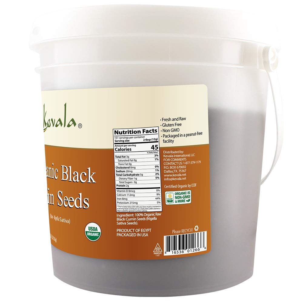 Kevala Organic Black Cumin Seeds - 4 Lb - Organic Black Seeds Raw - Bulk Nigella Sativa - Gluten Free - Vegan - For Cooking - Se