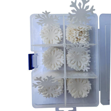 Homankit 50Pcs White Edible Cake Cupcake Toppers Snowflakes Christmas Winter Frozen Party Decoration