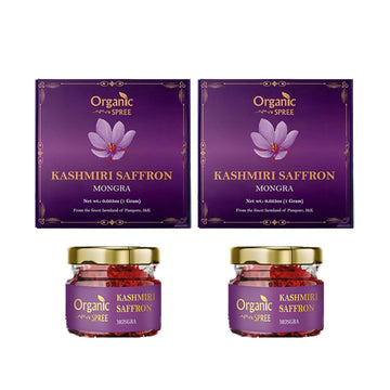Organic Spree Kashmiri Saffron Kesar, Certified Grade A++, 1gm (0.035oz), Pure and Natural, Pack of 2