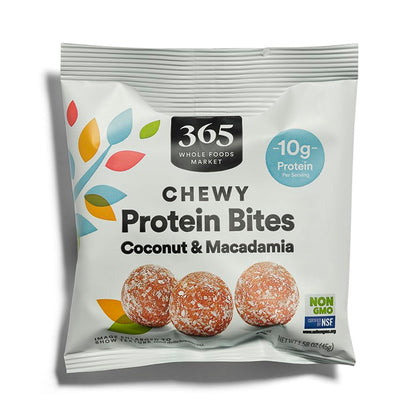 365 by Whole Foods Market, Protein Chewy Bites Coconut Macadamia, Single Serving 1.58 Ounce