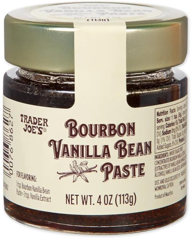 Trader Joes Bourbon Vanilla Bean Paste, Authentic Madagascar Vanilla, Non-GMO, 4 fl oz Glass Jar