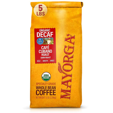 Mayorga Decaf Dark Roast Coffee 5Lb Bag Caf   Swiss Water Decaffeinated Cubano Roast Coffee 100% Arabica Whole Coffee Beans - Sm