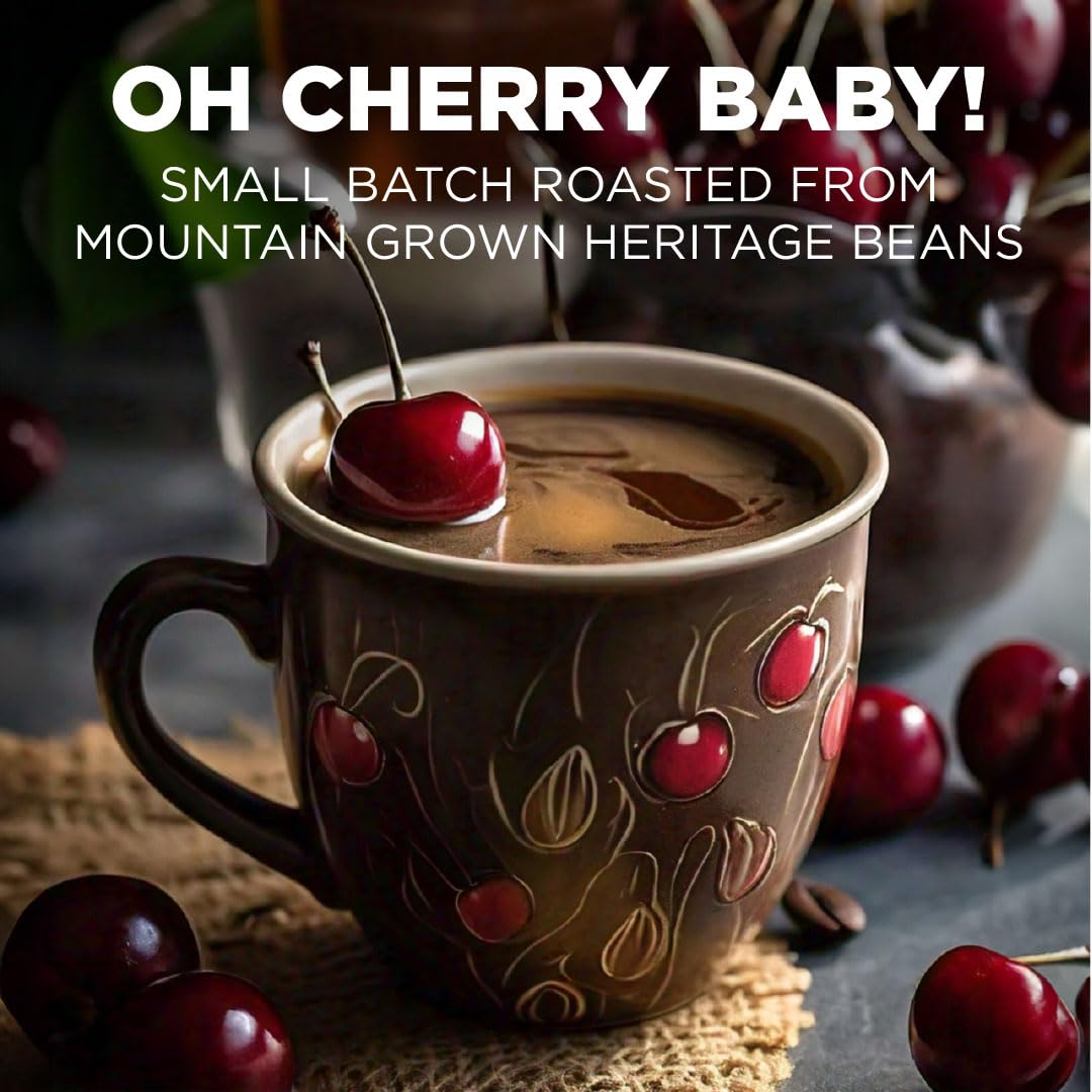 MAUDS Cherry Flavored Coffee Pods, Medium Roast, 50 Count, Compatible with Keurig K Cups, 100% Arabica Beans