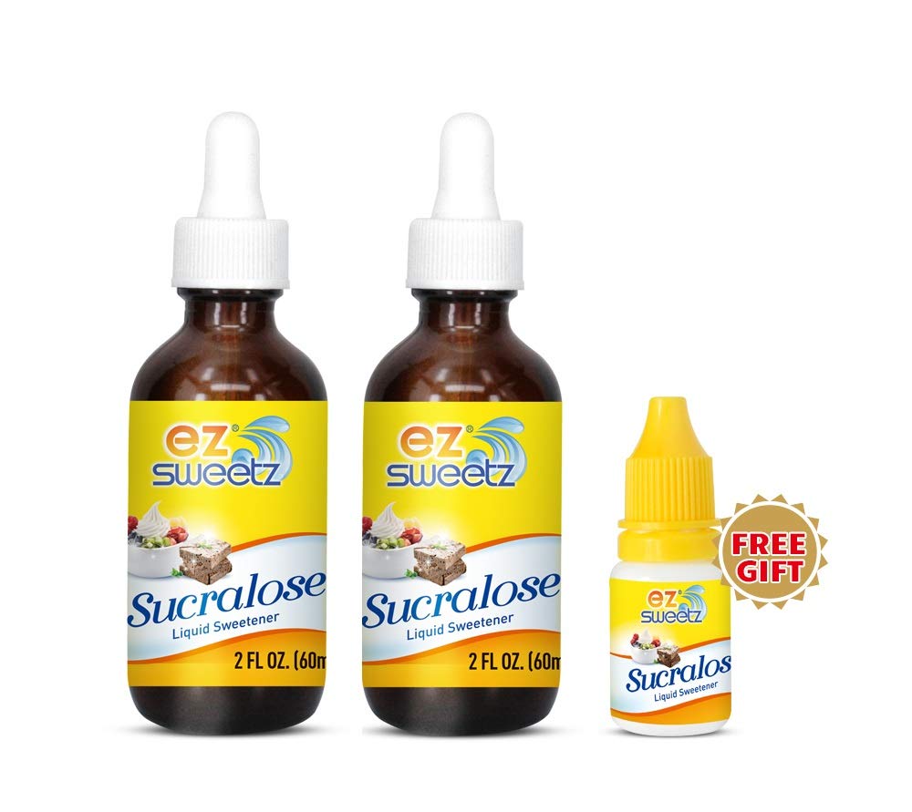 Concentrated Liquid Sucralose Sweetener, 2Oz/60Ml (1450 Servings), 2-Pack | One Free Travel Size Bottle 0.34Oz/10Ml (240 Serving