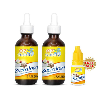 Concentrated Liquid Sucralose Sweetener, 2Oz/60Ml (1450 Servings), 2-Pack | One Free Travel Size Bottle 0.34Oz/10Ml (240 Serving