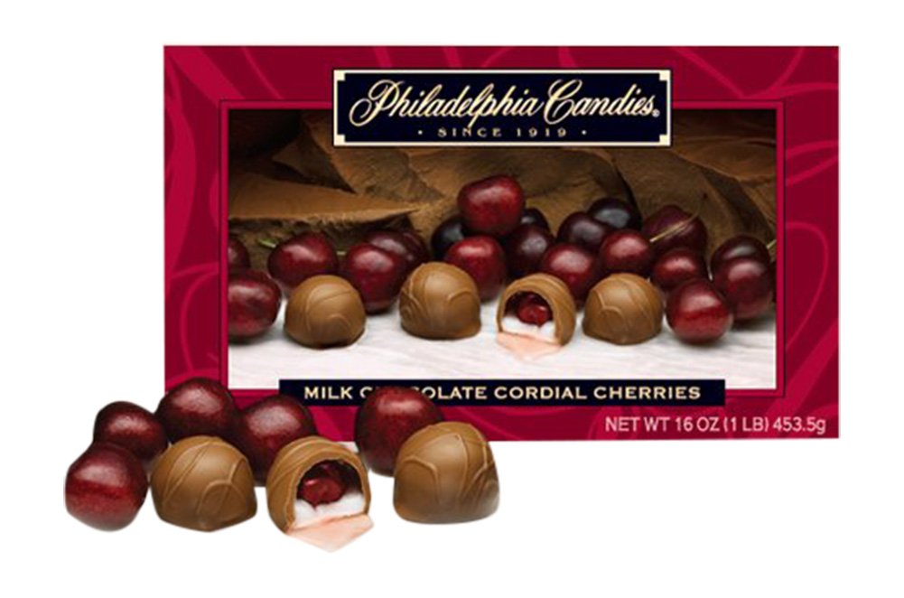 Philadelphia Candies Milk Chocolate Covered Cordial Cherries with Liquid Center, 1 lb