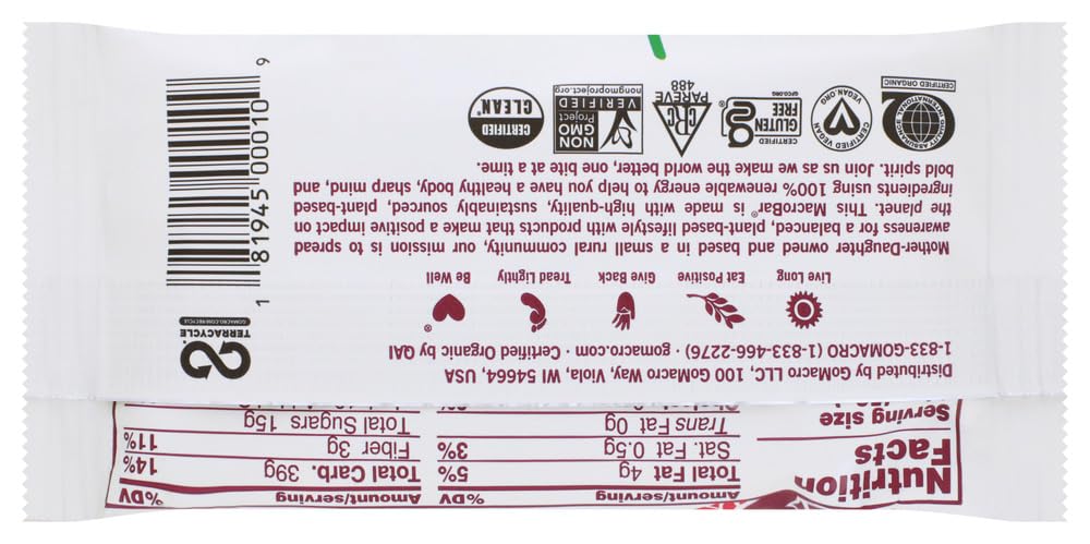 Go Macro Organic Sunny Uplift Cherries And Berries Macrobar, 2 Ounce - 12 Per Case.