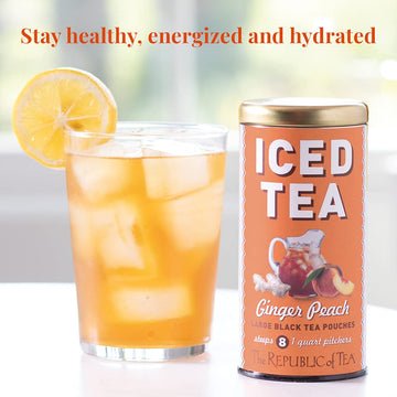 The Republic Of Tea Ginger Peach Black Iced Tea, 40 Large Iced Tea Pouches / 40 Quarts, Award-Winning Premium Black Tea