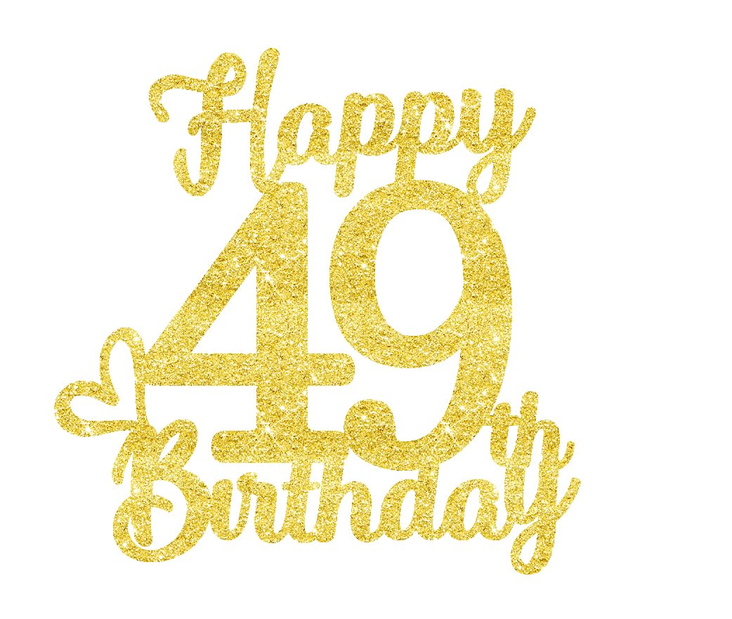 49 Birthday Cake Toppers-Gold Glitter, 49Th Cake Topper For Men,49 Cake Topper For Women, 49Th Birthday Decorations,49Th Birthda