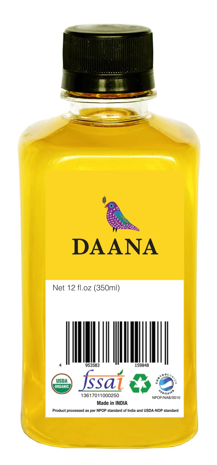 Daana Peanut Oil: CERTIFIED USDA ORGANIC, EXTRA VIRGIN, COLD PRESSED (12 oz)