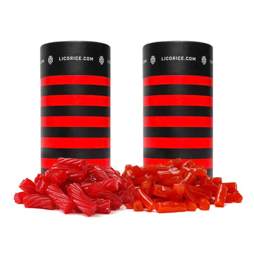 Licorice.Com Gourmet Red Licorice Candy Duo Pack - Australian Red Twists And Finnish Red Bites