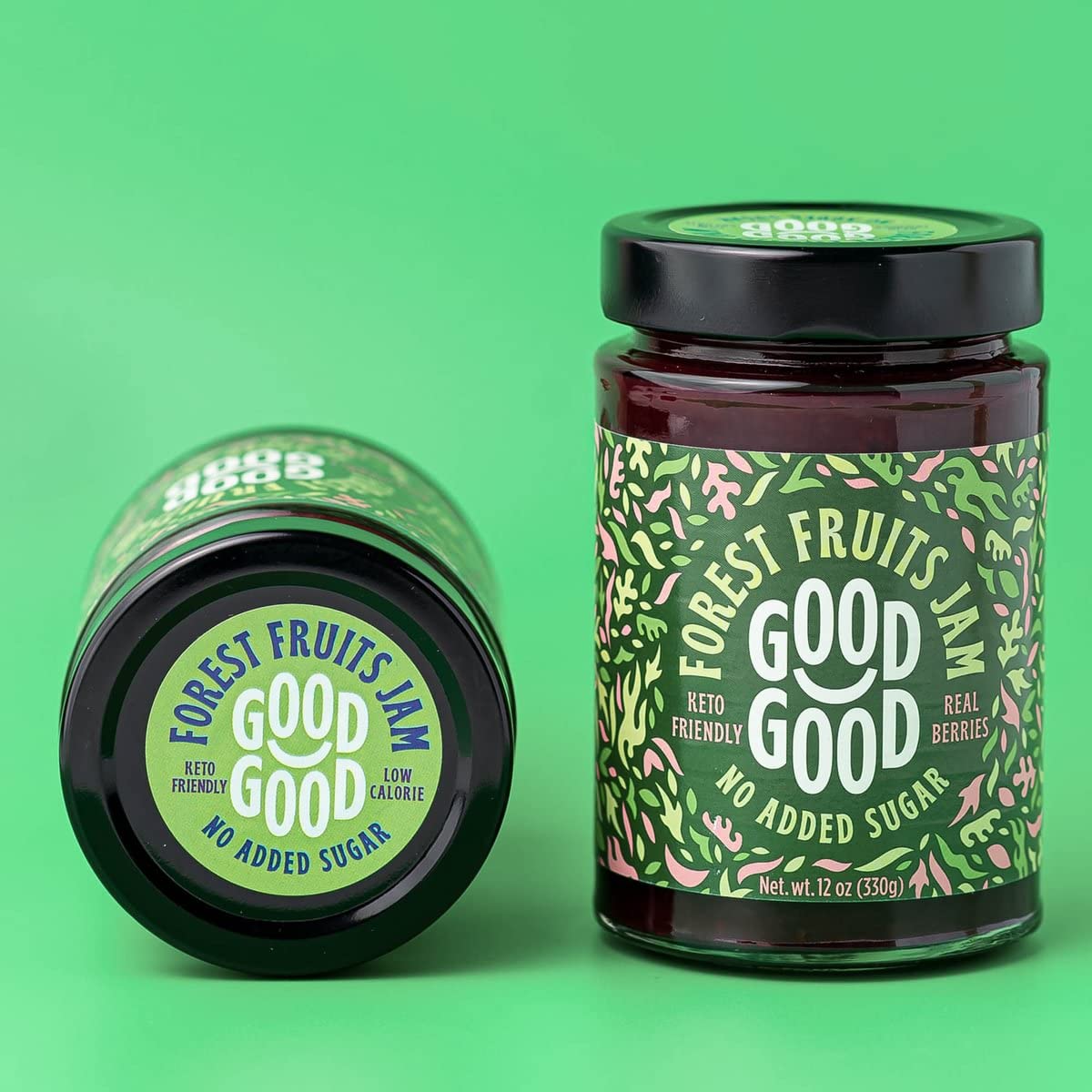 Good Good No Added Sugar Fruit Jam Variety Pack Of 4 - Keto Friendly Jelly - Strawberry, Concord Grape, Forest Fruits And Blackc