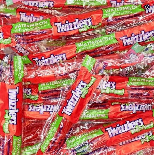Mother's Day Twizlers Pull 'n' Peel Watermelon 1 lb Bulk Pack, Individual Wrapped Flavored Licorice Candy (Approx. 35 Pieces) of