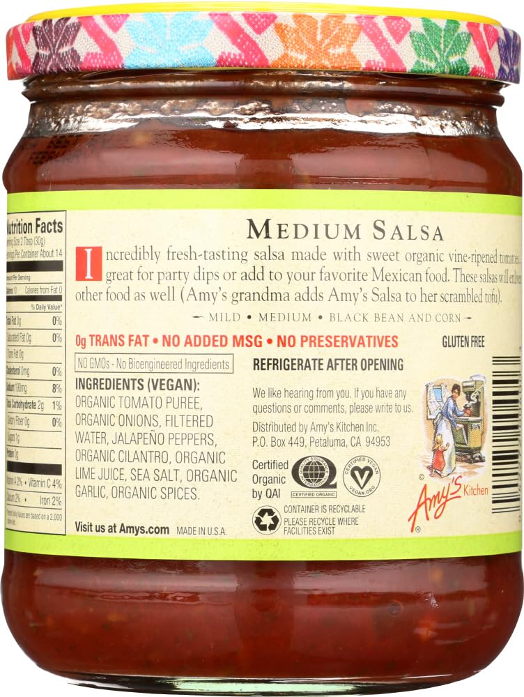 ???? Amys Medium Salsa - 14.7 oz, 1 Pack, No Artificial Ingredients