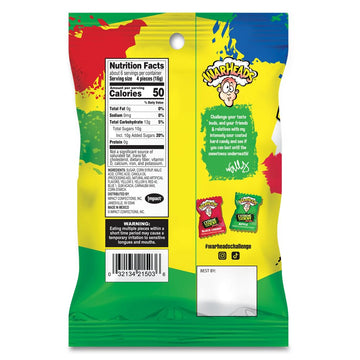 Warheads - Extreme Sour Hard Candy - Sour Apple, Black Cherry, Blue Raspberry, Lemon & Watermelon Flavors - 3.25 Oz. Bag