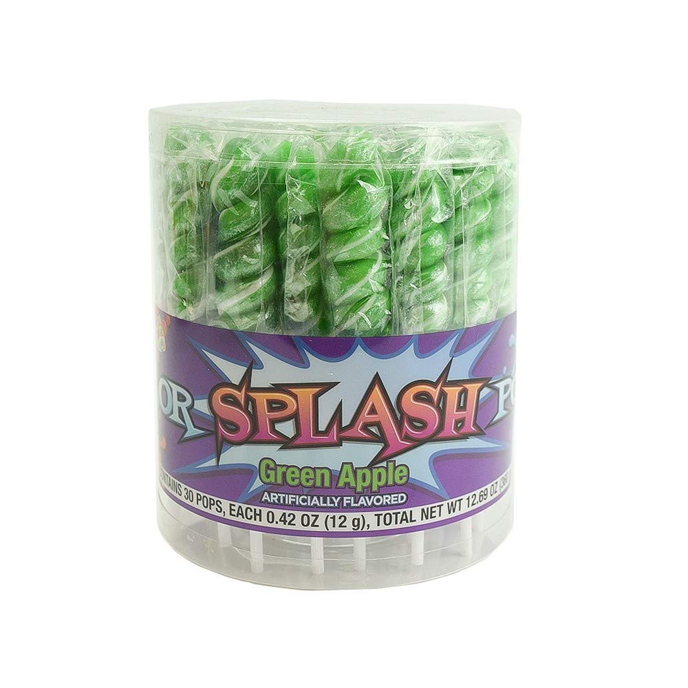 COLORSPLASH LOLLIPOPS Jar, 30 Pops, 12.69 oz, Green Apple, Pearl Kiwi Green